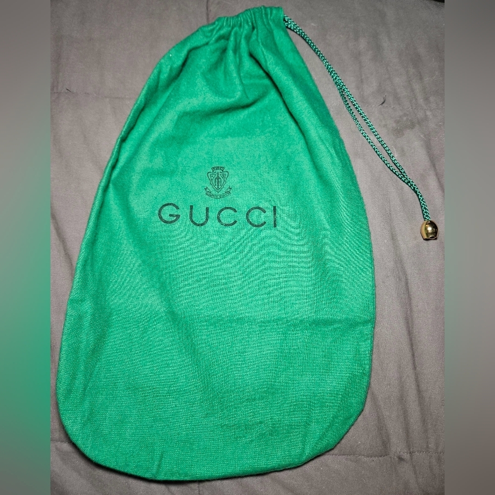 Gucci Rare Green Dust Bag Gold Bead Drawstring Ophidia Marmont Jackie 15x9